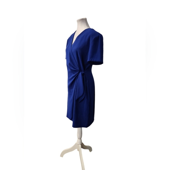 Vintage Braemar Blue Wrap Dress with Shoulder Pads - Picture 3 of 5
